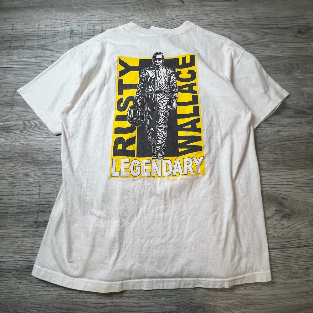 Chase Authentics Rusty Wallace T-Shirt Mens XL White NASCAR Legendary Racing Tee
